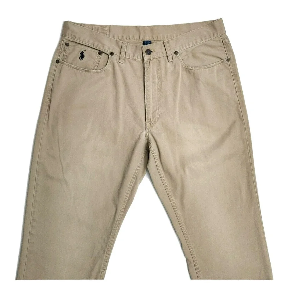 Polo Ralph Lauren Straight Pants Men's 36x34* Beige 5-Pocket Twill Jeans